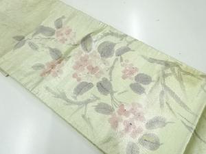 アンティーク　手描き枝花模様袋帯（材料）